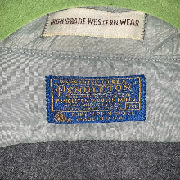 Pendleton 100% Virgin Wool Plaid Grey Long Sleeve Western Style Snap  Up Shirt M - Picture 3 of 9